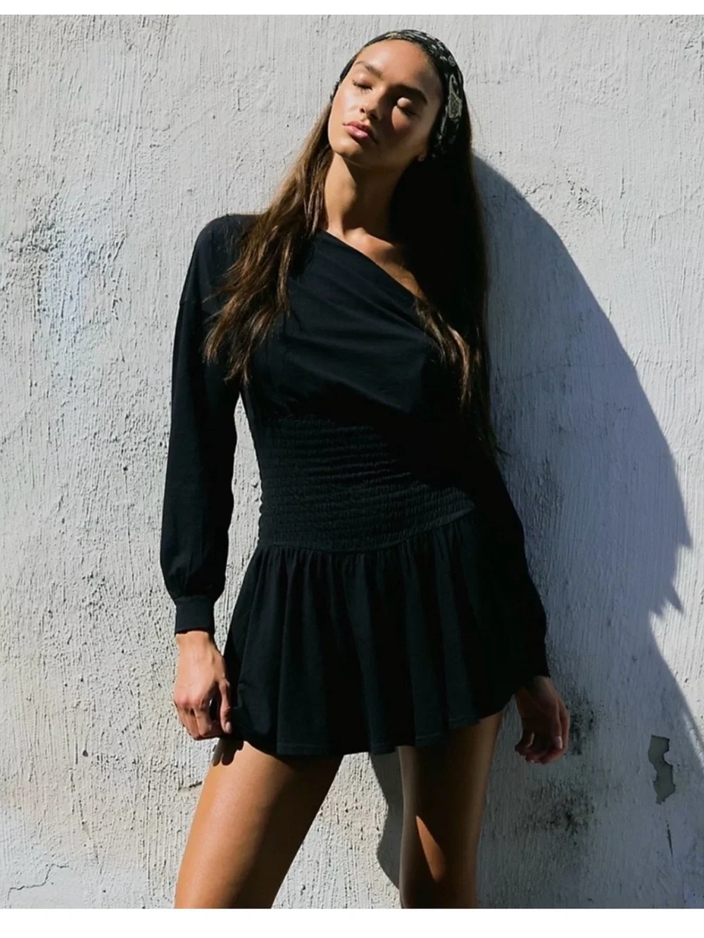 FREE PEOPLE SCORCHING HOT LONG SLEEVE MINI DRESS BLACK NWT